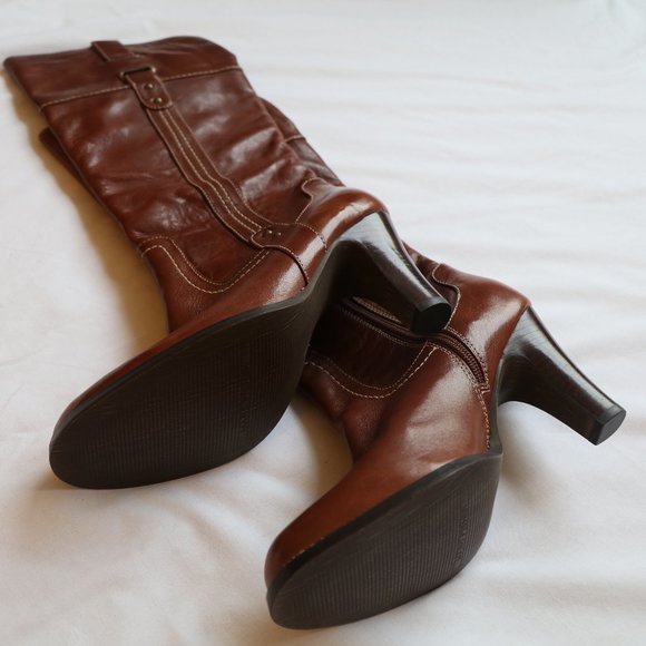 Tall Caramel Leather Boots - Picture 4 of 10